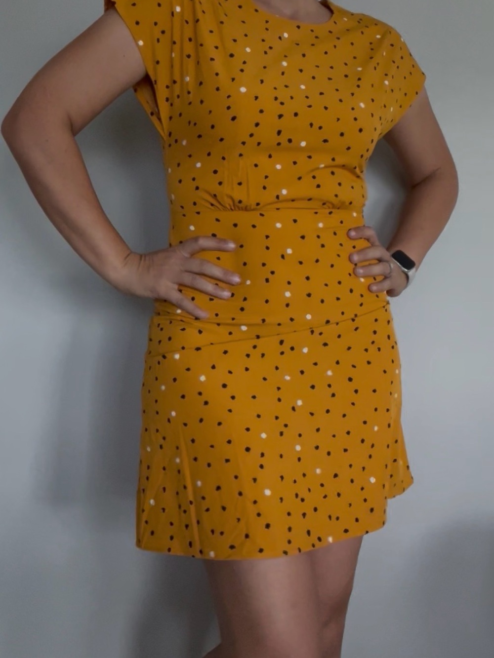 Mango Yellow Mustard Polka Dot Mini Dress